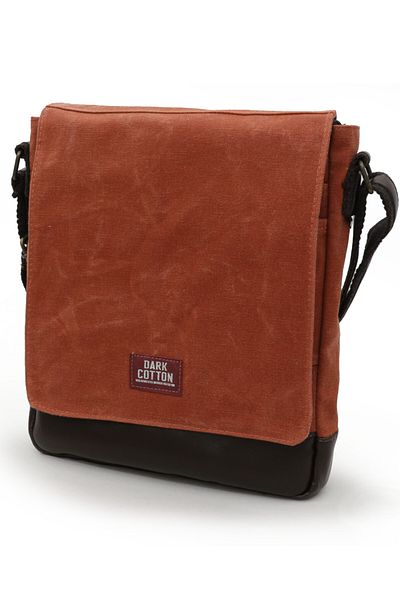 DARK COTTON 7112 Western Tile Orange Water Resistant Waxed Canvas Messenger Shoulder Laptop School Bag