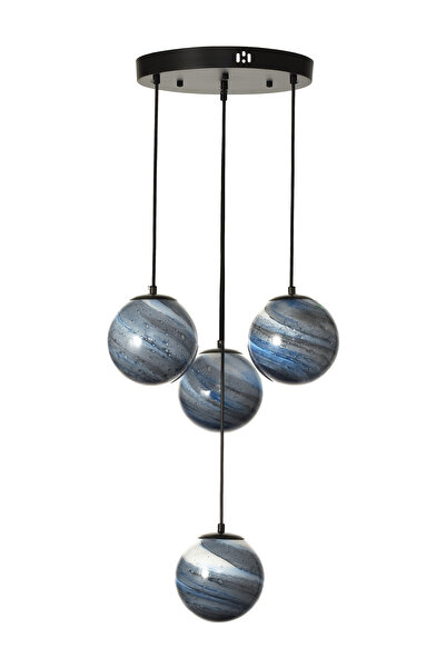 Avizemoda Galaksi 4 lü Gökyüzü Desen Camlı Salon Oturma Odası Modern Sarkıt A...