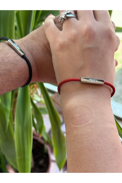 mibrillo Brand Equivalent Cart.Er Magnet Couple Bracelet Red and Black Set of 2