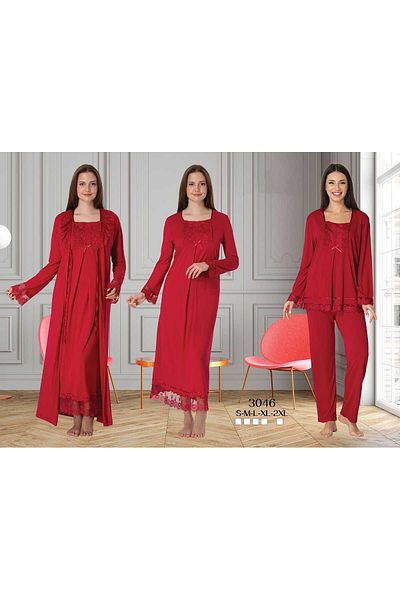 Lohussa Fusya Special Design Lace Long Sleeve Cotton Maternity Maternity Dressing Gown, Pajama Set, Nightgown Set of 4