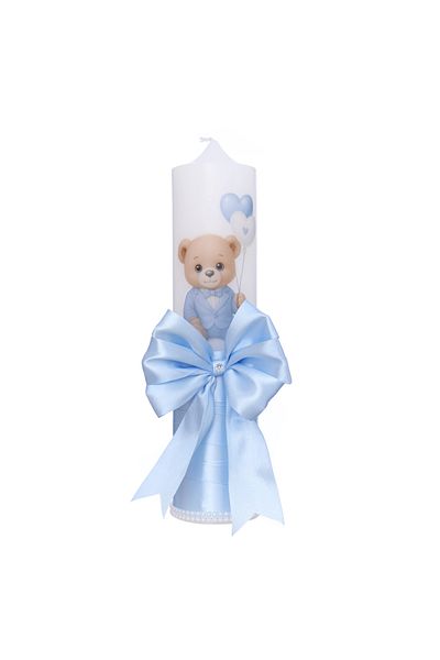 Recostore Lumanare botez cu ursulet, bleu, REC5002/36