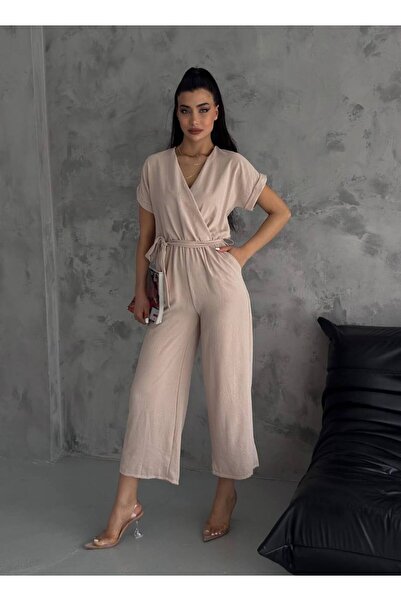 Bella Breeze Women's Double Breasted Collar Aerobin Fabric Belted Short Sleev...