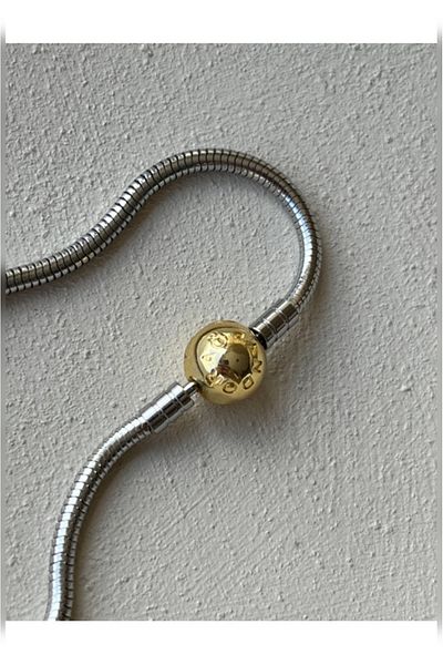 Çelik Ball Charm Steel Bracelet with Brand Written Exactly