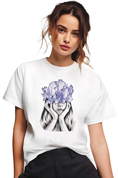 PARUNIV Tricou dama, Purple Flower Portrait