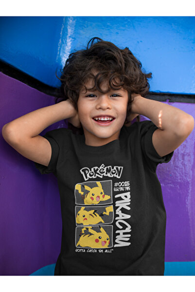 SEVBANO تي شيرت بتصميم بوكيمون بيكاتشو مطبوع للأطفال للجنسين (1-12 سنة)