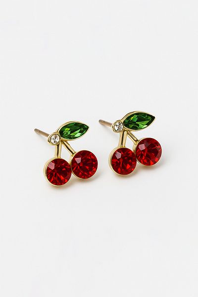 MakeWell High Quality Screwback Cherry Earrings with Zircon Stone with Cherry Design