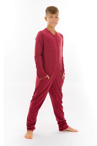 dendy Boys' long pajama jumpsuit Bordeaux 86/170