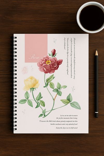 Venino 17X24 Hard Cover Botanical Series 60 Sheets Ruled Notebook