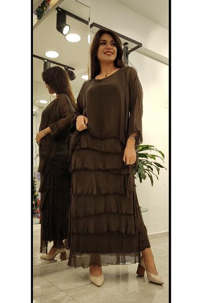 Cb Made In Italy Italian Silk Layered Maxi Dress