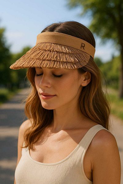 WOHOME Summer Women's Tasseled Straw Visor Tennis Hat UV Protected