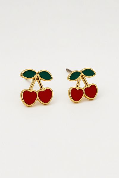 MakeWell High Quality Screwback Cherry Earrings with Zircon Stone with Cherry Design