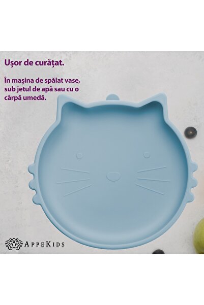 APPEKIDS Silikonová miska, AppeKids, Kitty II - akvamarínová modrá