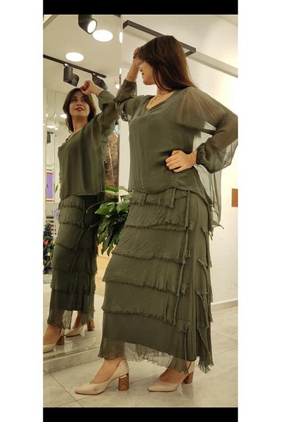 Cb Made In Italy Italian Silk Layered Maxi Dress