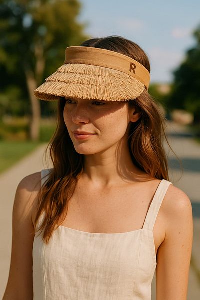 WOHOME Summer Women's Tasseled Straw Visor Tennis Hat UV Protected