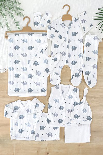 Sitilin Baby Boy Elephant 10-Piece Hospital Release Set Stl7017