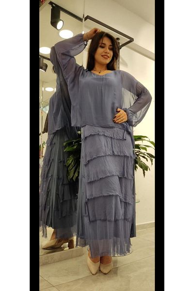 Cb Made In Italy Italian Silk Layered Maxi Dress