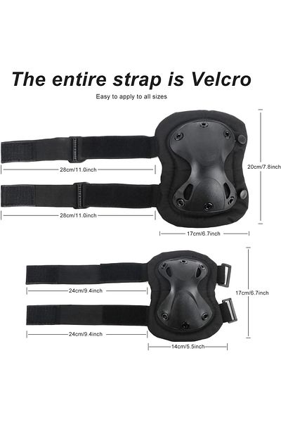 Motiva Knee Pad and Elbow Pad Protection Set Black Airsoft Protective Set