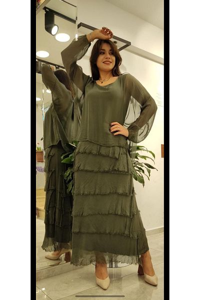 Cb Made In Italy Italian Silk Layered Maxi Dress