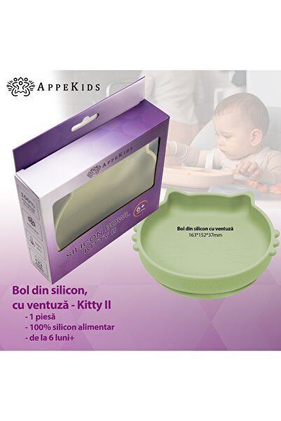 APPEKIDS Silikonová miska, AppeKids, Kitty II - Raw Green