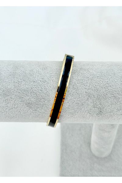 sulyra Black Enamel Handcuff Bracelet