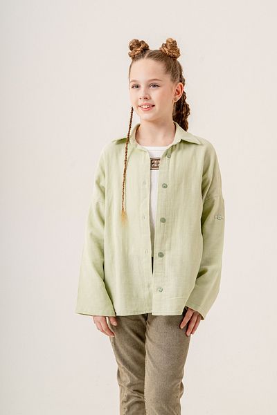 GİYİCEM TEKSTİL Girl's Double Muslin Shirt Double Set