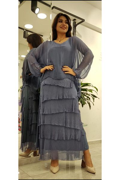 Cb Made In Italy Italian Silk Layered Maxi Dress