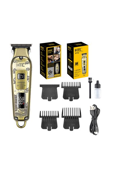 HTC AT-732 Fully Metal Aluminum Body Hair Clipper with Powder Metallurgy Blade with LED Display