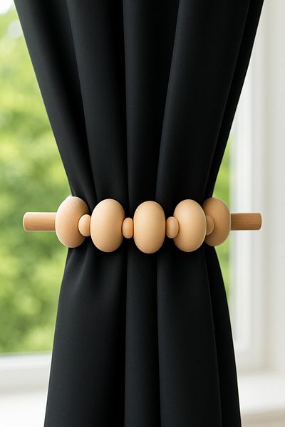 TAHAHAMAK 2 Pieces Braid Wooden Wooden Beads Macrame Curtain Ornament