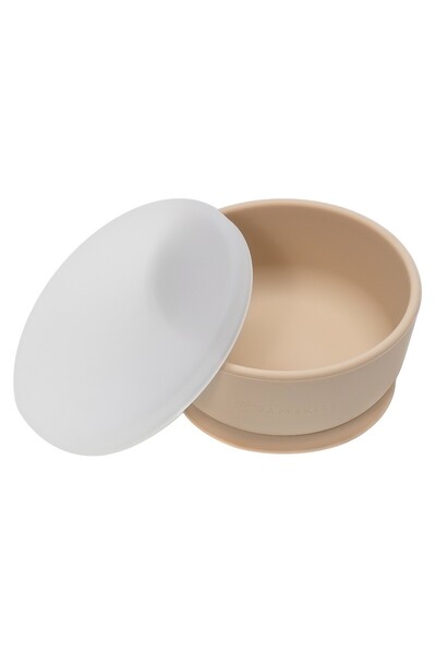 APPEKIDS Bol din silicon cu ventuza si capac, AppeKids - Bubble Beige