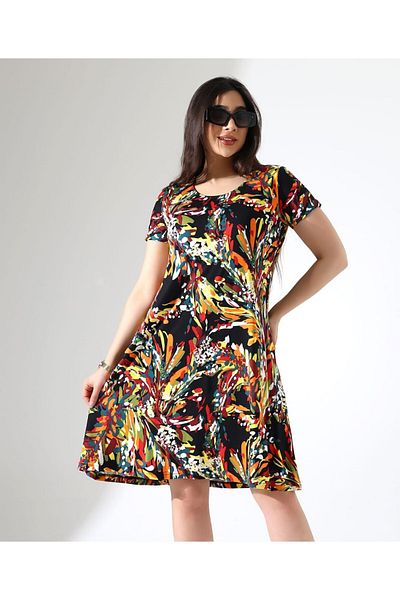 MODA Women's Plus Size Viscosse Inside Shows No Bell Dress