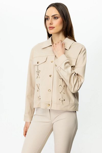 Ekol Buttoned Coat with Ornamental Cover Pocket-6016