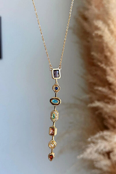 İnDerin قلادة على شكل حرف Y بتصميم حجر الباجيت الفولاذي