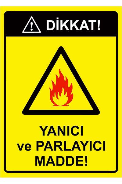 ZiPrinter انتبه! مادة قابلة للاشتعال ولامعة! لافتة تحذير من مادة PVC مقاس A5 ...