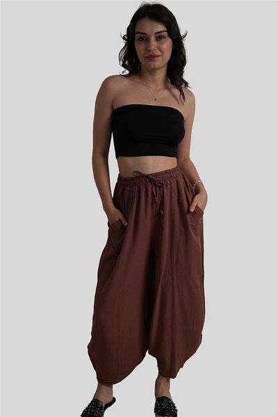 Miss Boheme Brown Casual Trousers with Elastic Waist