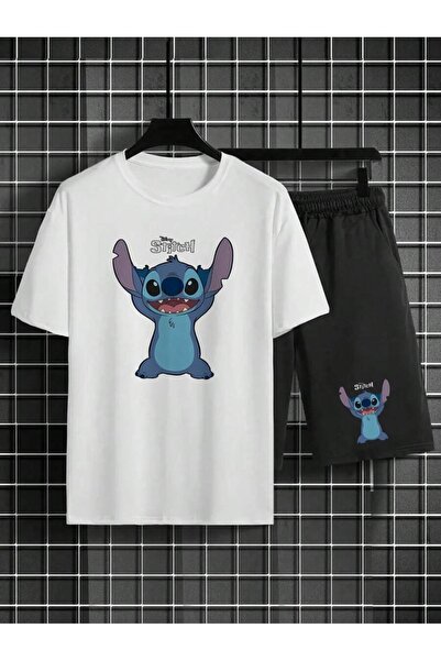 OVER HEAD Men's Stitch Printed Oversize Shorts T-Shirt Set