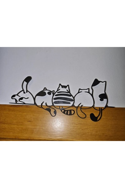 Blokizatech Arkası dönük kediler - Kapı üstü Duvar Süsü