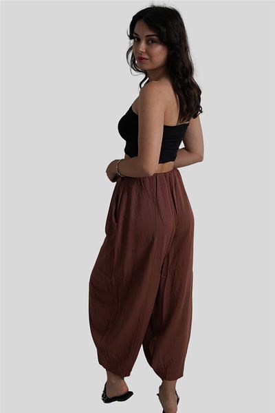 Miss Boheme Brown Casual Trousers with Elastic Waist