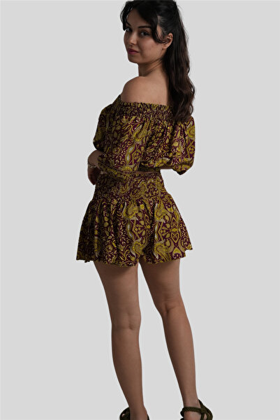 Miss Boheme Burgundy Silk Shorts Crop Set