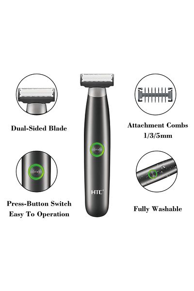 HTC Pubic Hair Trimmer for Men Electric Groin & Body Hair Shaver for Sensitive & Private Parts,