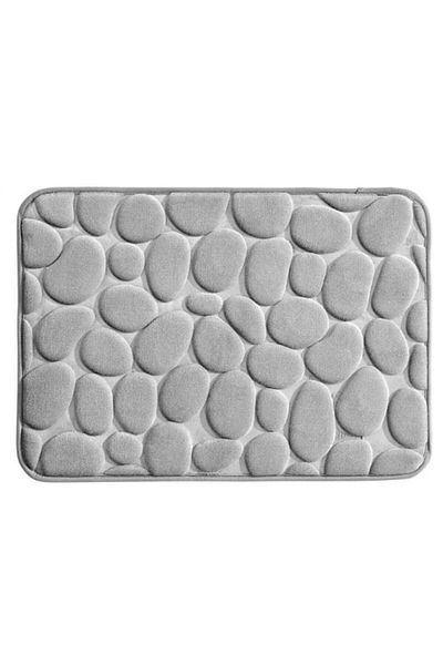 SIKS Covoraș de baie model textil 3D, antiderapant, uscare rapidă, ultra absorbant, imprimeu cu pietre, 60 cm x 40 cm