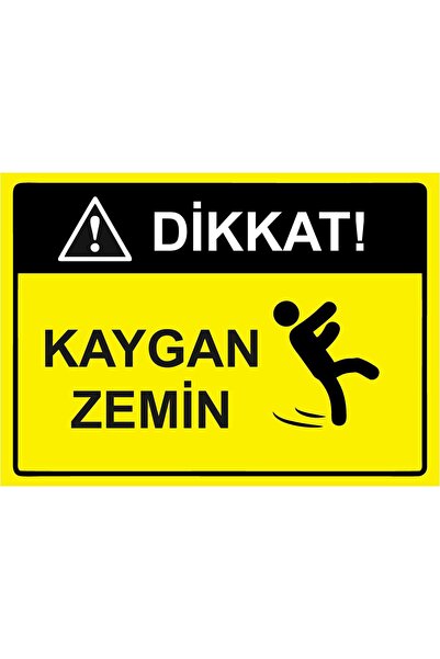ZiPrinter Dikkat! Kaygan Zemin isg Uyarı Levhası PVC A5 15x21 cm