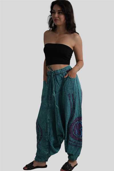 Miss Boheme Turkuaz Renk Unisex Bohem Nepal Şalvar