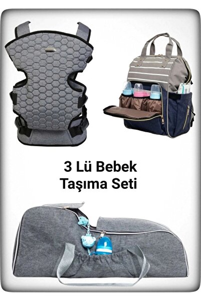 DERİNBEBE 3 Lü Bebek Taşıma Seti En İyi Anne Bebek Çantası Portbebe ve Kangur...