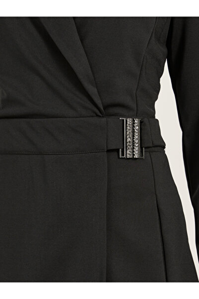 Styli Wrap Buckle Detail Lapel Collar Tailored Romper