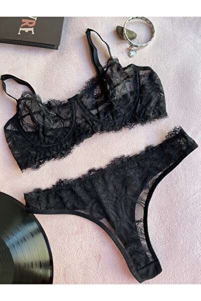 Magic - Underwire B Cup Lace Black Underwear Set
