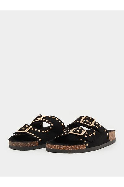 Styli Studded Open Toe Flat Sandals