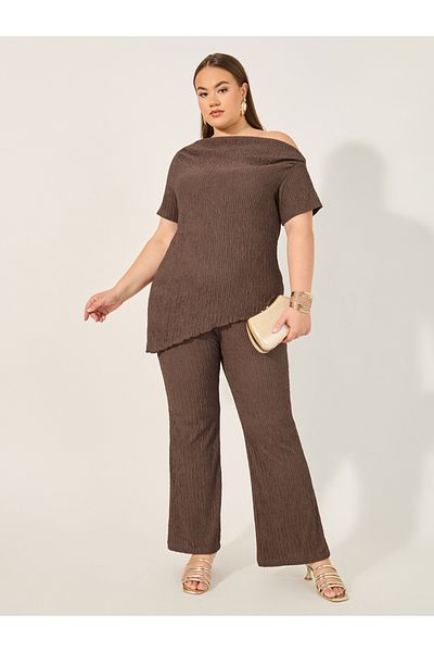Styli Solid Plus Size Regular Trouser