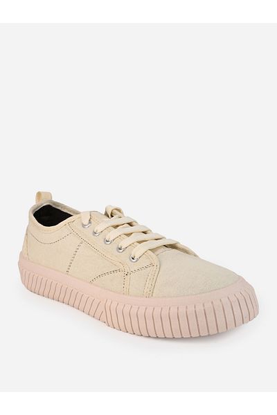 Styli Contrast Stitch Casual Canvas Lace Up Sneakers