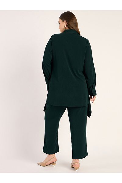 Femmella By Styli Plus Size Asymmetrical Hem Top and Trousers Set