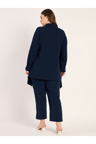 Femmella By Styli Plus Size Asymmetric Hem Top and Trousers Set